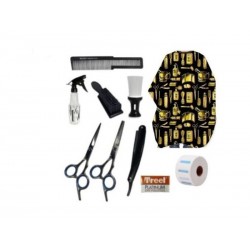 Kit Peluqueria Barberia Capa Tijera Quita Pelo Navaja Pulverizador