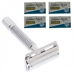 Kit Afeitadora Clasica Profesional Metal Barber Barba + 20 Hojas