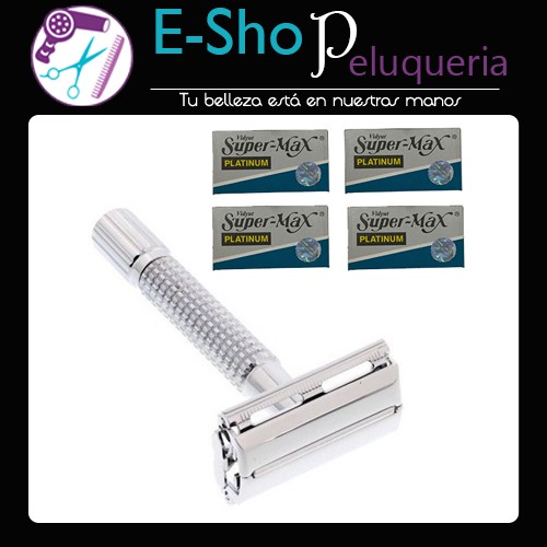 Kit Afeitadora Clasica Profesional Metal Barber Barba + 20 Hojas