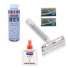 Kit Afeitadora Clasica Profesional Metal Barber Barba Makao + Hojas + Afeitar + Espuma