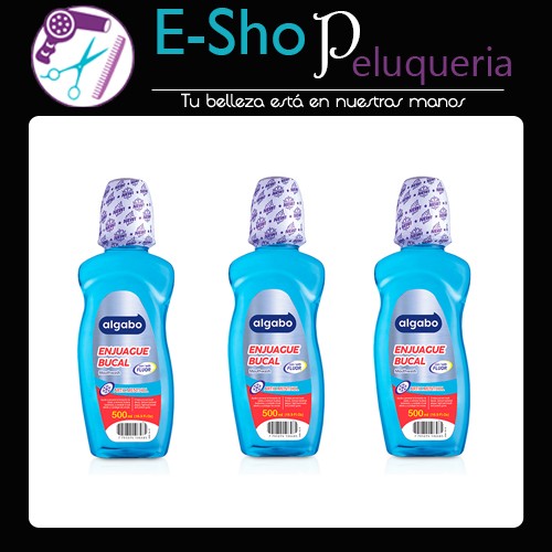 Enjuague Bucal Algabo Menthol 500 Ml Con Fluor Kit x 3u