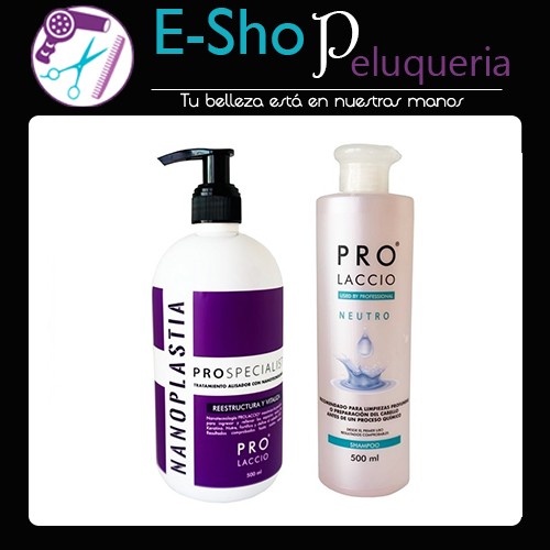 Kit Nanoplastia 500ml Prolaccio Cosmetics Alisado + Shampoo Neutro
