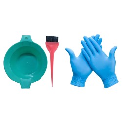 Kit Bowl + Pincel + Guantes Nitrilo Para Coloracion Tintura