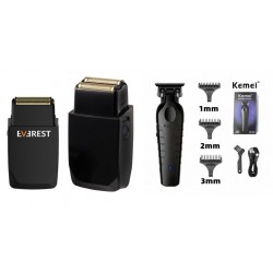 Trimmer Kemei 2299 + Shaver Afeitadora Kit Profesional Everest