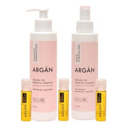 Shampoo + Bifase + Ampollas Kit Exiline Argan Keratin Complex