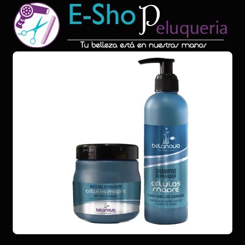 Kit Shampoo + Baño de Crema Mascara Reparador Celulas Madres Belanova 250ml