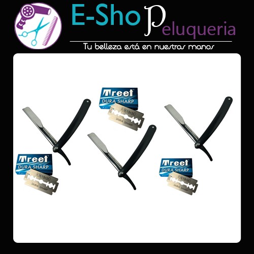 Navaja Barber Profesional + Hojas de Afeitar Kit x 3 Barbero