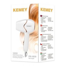 Secador De Pelo Mini Km-6839 Kemei 1800w Plegable De Viaje
