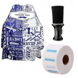 Capa De Corte Barbero + Sacapelo Eurostil + Papel Rollo Cuello