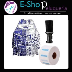 Kit Capa De Corte Barbero + Sacapelo Eurostil + Papel Rollo Cuello