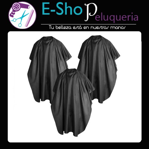 Capa De Corte Profesional Barber Negra Barbero Kit X3