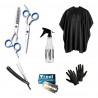 Kit Combo Barbería Peluquería Tijeras Capa Rociador Navaja