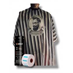 Kit Capa Barber Profesional Premium + Rollo De Papel De Cuello