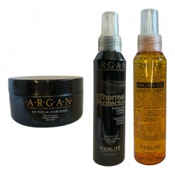 Protector Termico Fidelite + Mascara Argan 250ml + Brillo Kit