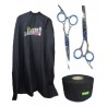Kit Capa de Corte Barber + Kit Tijeras 6 Pulgadas + Rollo Papel