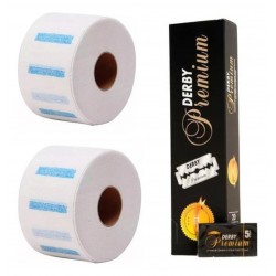 Kit 2 Rollos De Papel De Cuello Barber + Blister Derby Premium
