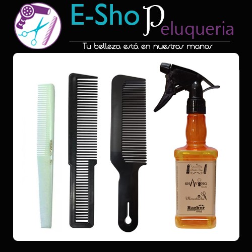Kit Pulverizador Whisky + Peine Venado 101 + Peines Corte Barber