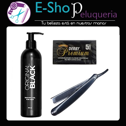 Kit Navaja Afeitar + Caja Derby Premium + Gel De Afeitar Barbero