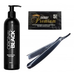 Kit Navaja Afeitar + Caja Derby Premium + Gel De Afeitar Barbero