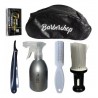 Kit Bolso Barber + Navaja + Cepillos + Rociador + Filos Derby