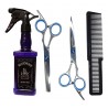 Kit Tijera De Corte + Pulir + Pulverizador Whisky + Peine Barber
