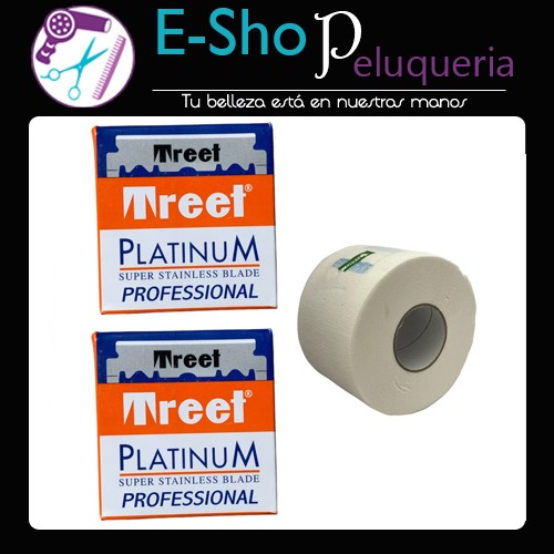 Kit Hojas De Afeitar Treet Para Navaja X 200 + Rollo De Papel