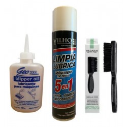 Kit Limpieza De Maquinas Aceite + Yilho + Cepillo Fade