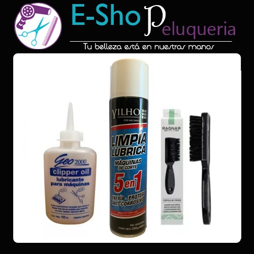 Kit Limpieza De Maquinas Aceite + Yilho + Cepillo Fade
