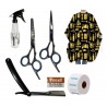 Kit Barber Tijeras Navaja Filos Capa Rociador Papel Cuello
