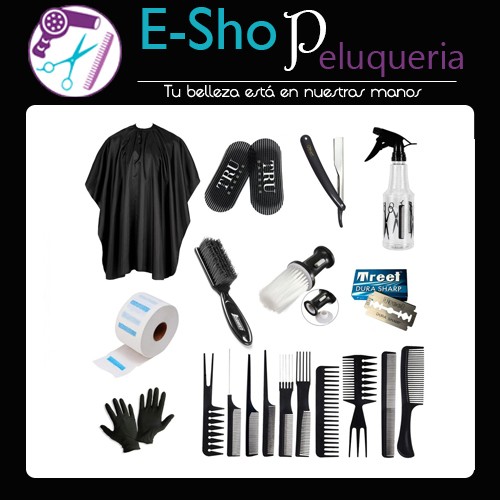 Kit Set Barberia Peluquería Capa Set Peines Cepillo Fade Tru
