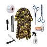 Kit Barber Tijeras Capa Cepillo Rociador Navaja Peine
