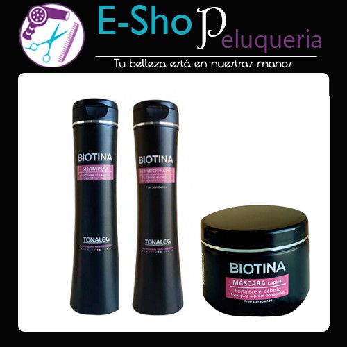 Kit Shampoo + Acondicionador + Baño De Crema Biotina Libre De Parabenos Tonaleg 250grs