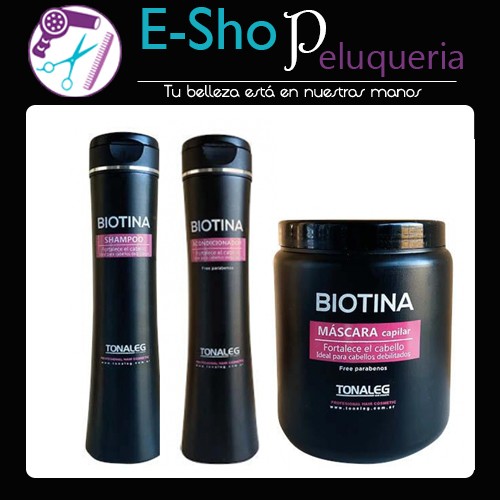 Shampoo + Acondicionador + Baño De Crema Kit Biotina Libre De Parabenos Tonaleg 1Kg