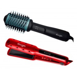 Kit Cepillo Electrico Alisador Secado Duga + Plancha De Pelo