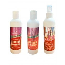 Kit Shampoo + Acondicionador + Locion Biotina Colageno Belanova