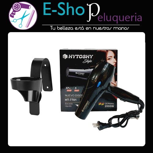 Secador de Pelo Profesional 2000w + Posa Secador de Pared Metal