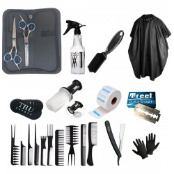 Kit Barber Tijeras Set Peines Capa Navaja Filos Quitapelo
