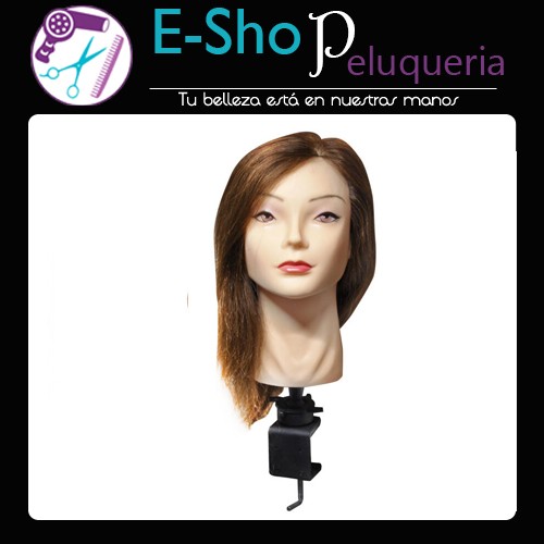 Cabeza De Practica Peluqueria 100% Pelo Natural 35,5cm W94