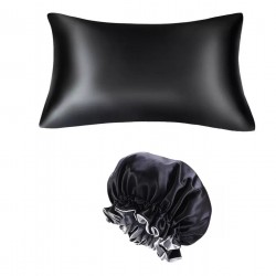 Kit Gorro + Funda Almohada + Scrunchies Saten Antifrizz Rulos Lacios Ideal Dormir Eurostil