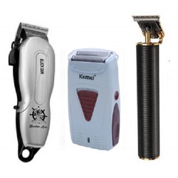 Kit Eurostil Black Sam + Kemei Shaver + Trimmer