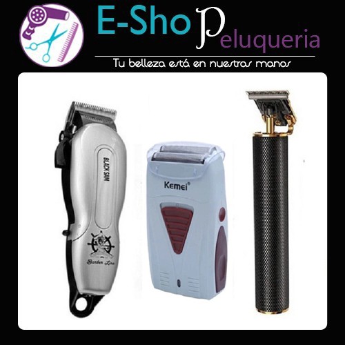 Kit Eurostil Black Sam + Kemei Shaver + Trimmer