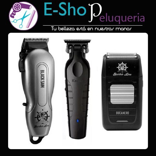 Maquina de Corte Inalambrica Black Sam + Patillera Kemei + Afeitadora Kit Bucanero Eurostil