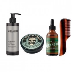 Kit Barba Sir Fausto El Gran Bastardo Shampoo Cera Aceite