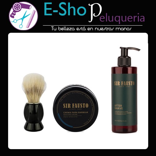 Kit Barberia Crema Afeitar + After Shave Sir Fausto + Brocha