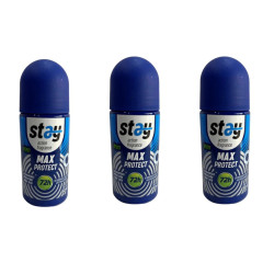 Desodorante Roll On Antitranspirante Max Protect Hombre Stay 50ml Kit x3