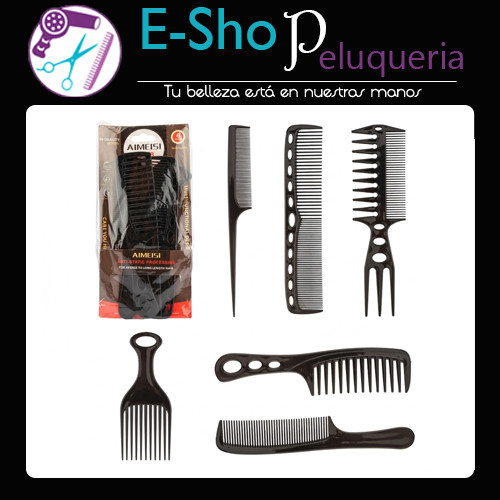 Set De Peines X6 Profesional para Peluqueria Peinados