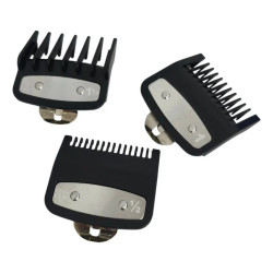 Set De Alzas Peines X3 Con Intermedias Clip Metal Peluqueria