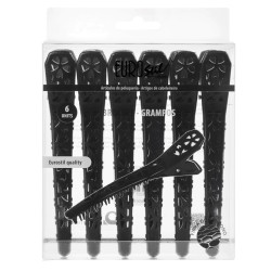 Pinzas Cocodrilo Eurostil Para El Pelo 03057 X6 Negro