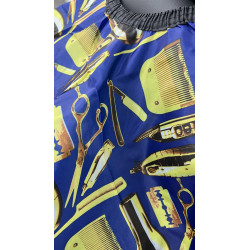 Capa de Corte Barber Azul con Dorado