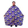 Capa de Corte Barber Azul con Dorado